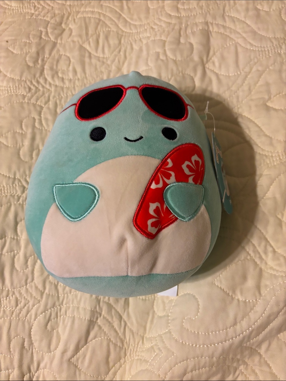 Squishmallows Perry Blue Plush with Red Surfboard and Black Sunglasses - Picture 2 of 10